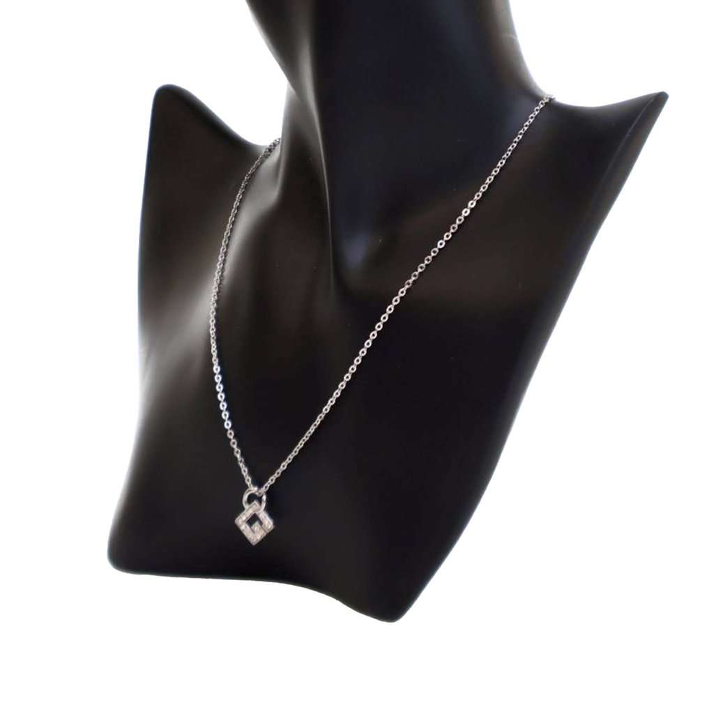 Givenchy Silver Plated G Logo Rhinestone Pendant Necklace Silver Metal Very good condition - Box View