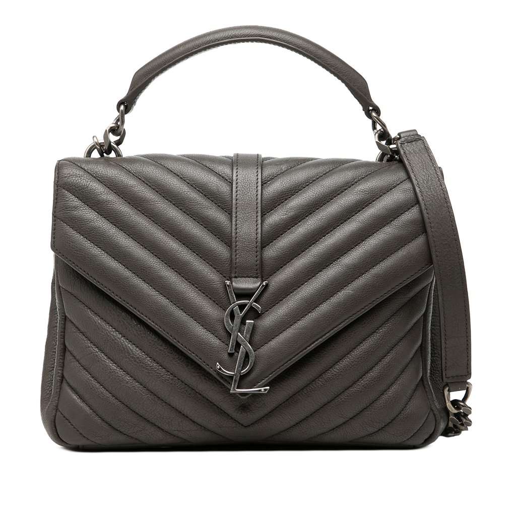 Saint Laurent Medium Chevron Sheepskin Monogram College Satchel MultiColor Leather Very good condition - Front View
