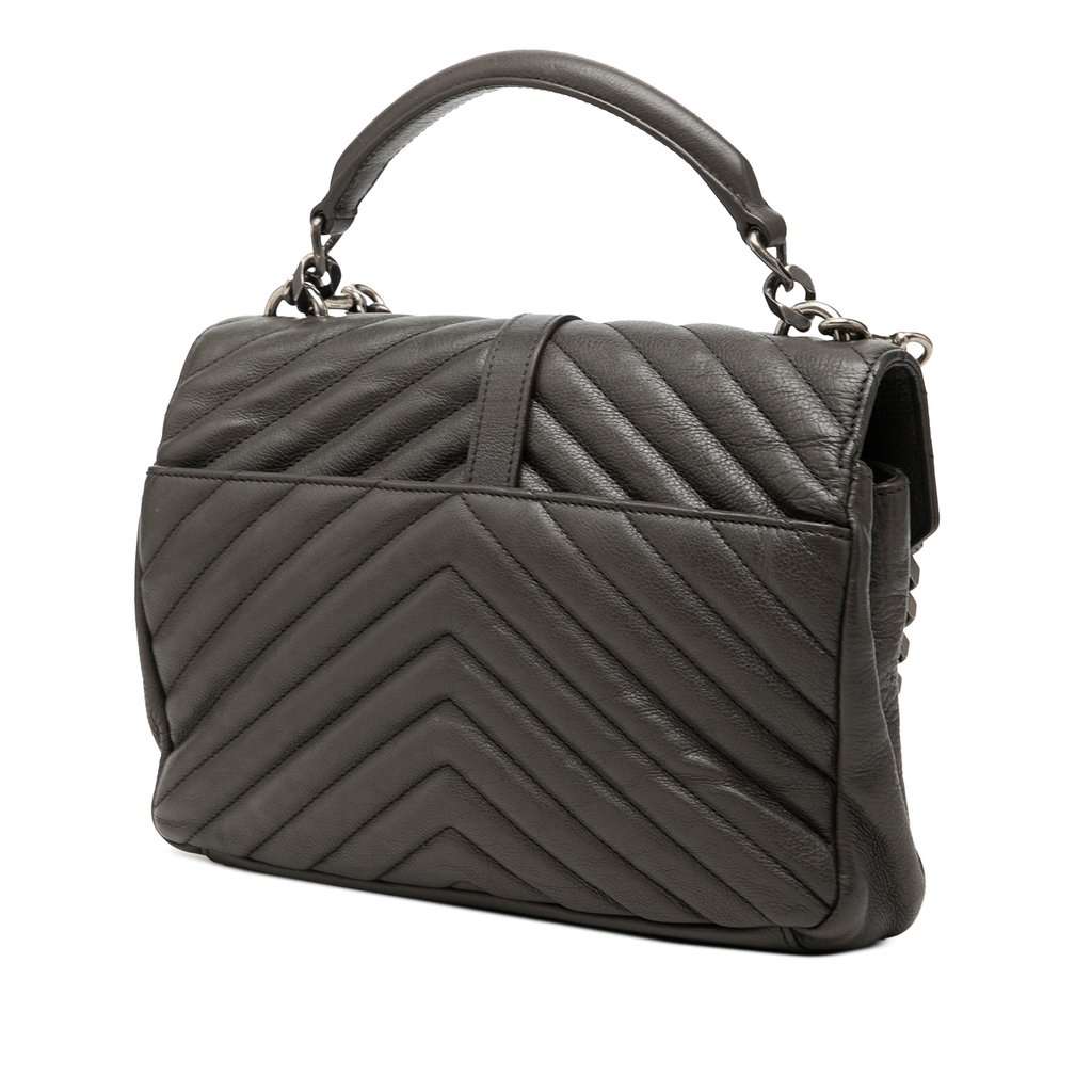 Saint Laurent Medium Chevron Sheepskin Monogram College Satchel MultiColor Leather Very good condition - Back View