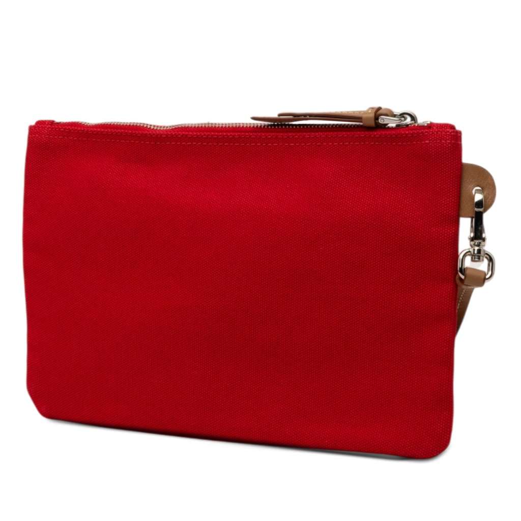 Prada Canvas Canapa Logo Wristlet Pouch Red Very good condition - Back View