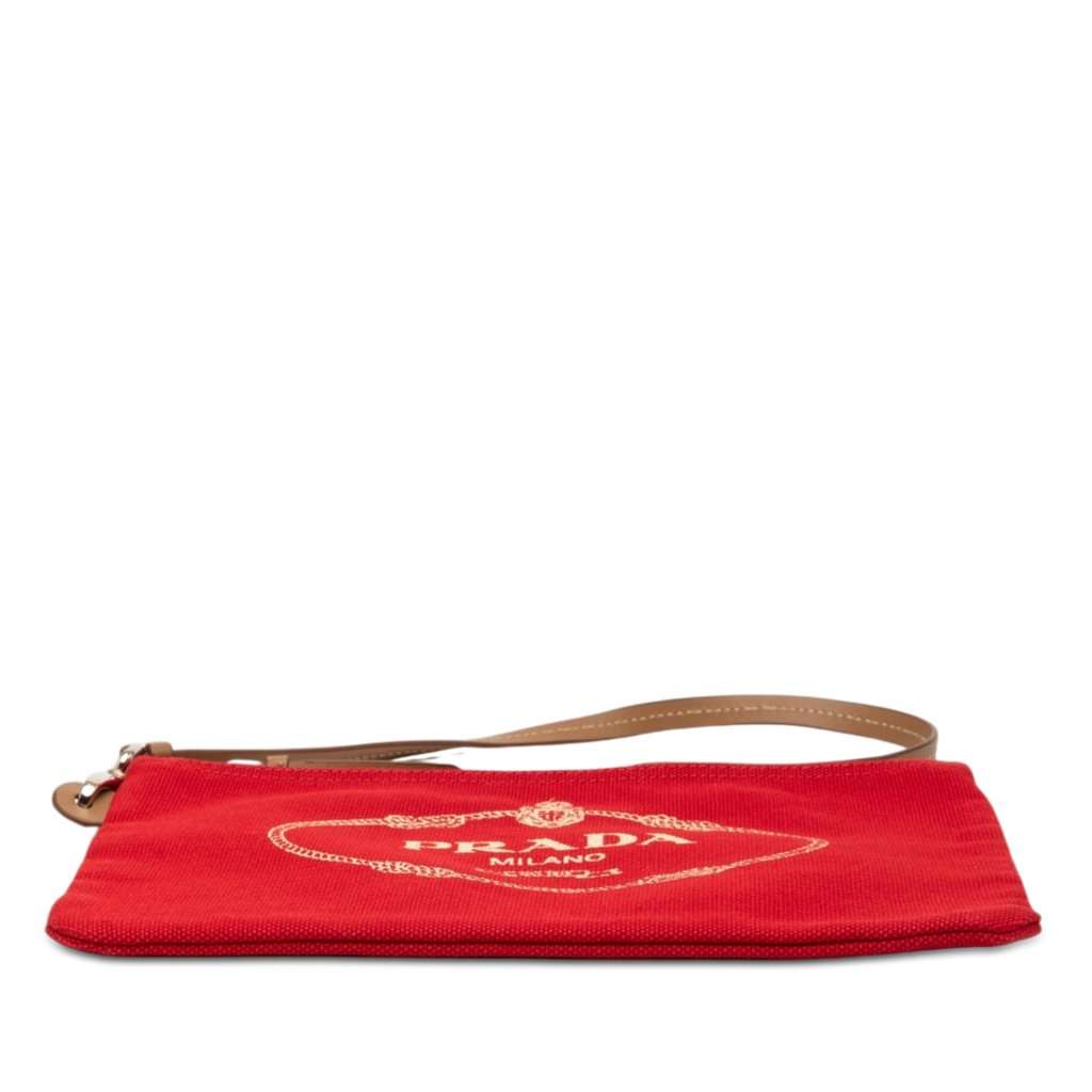 Prada Canvas Canapa Logo Wristlet Pouch Red Very good condition - Inside View