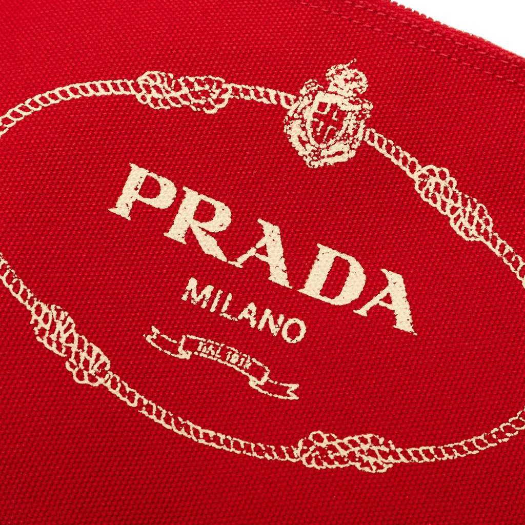 Prada Canvas Canapa Logo Wristlet Pouch Red Very good condition - Box View