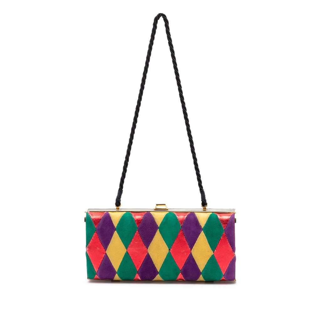 Miu Miu Multicolor Velvet Harlequin Minaudiere Clutch with Strap MultiColor Very good condition - Front View