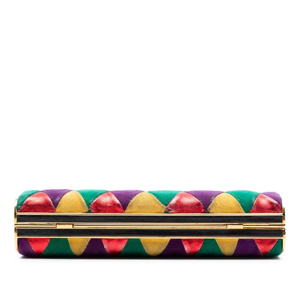 Miu Miu Multicolor Velvet Harlequin Minaudiere Clutch with Strap MultiColor Very good condition - Inside View