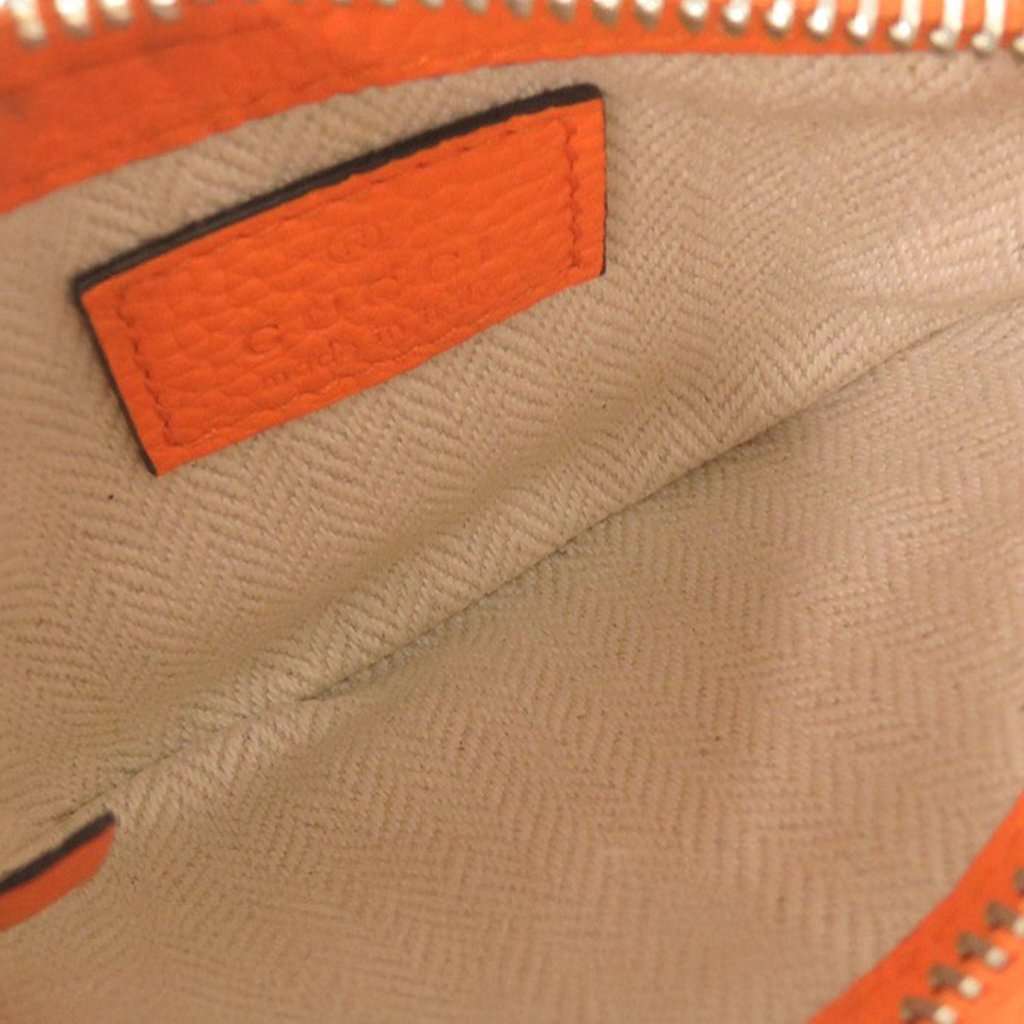 Gucci Micro Mini Calfskin Web B Crossbody Orange Leather Very good - Inside View