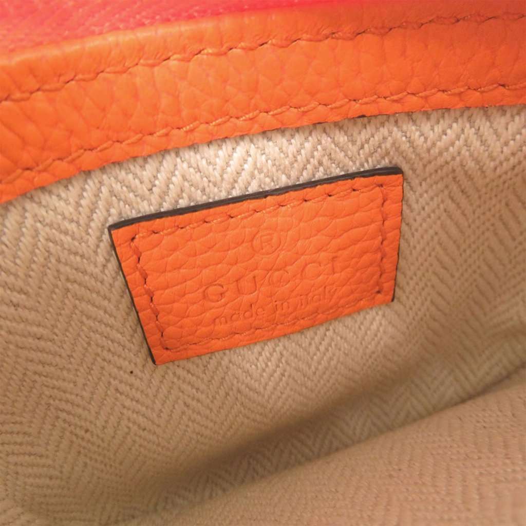 Gucci Micro Mini Calfskin Web B Crossbody Orange Leather Very good - Model View