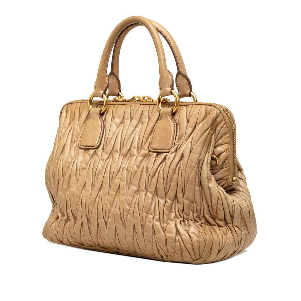 Miu Miu Matelasse Nappa Satchel Beige Leather Very good - Back View