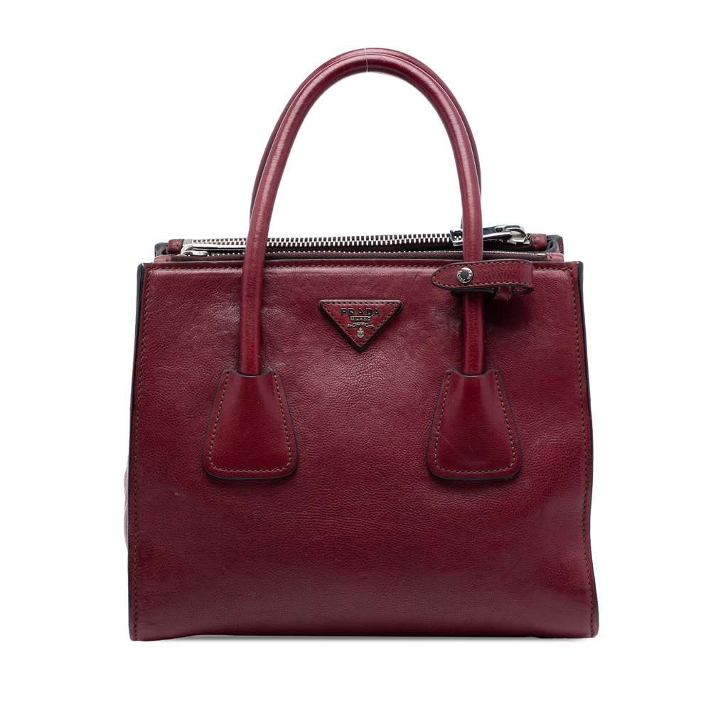 Prada Glace Calf Twin Pocket Satchel Red Leather Very good condition - Front View