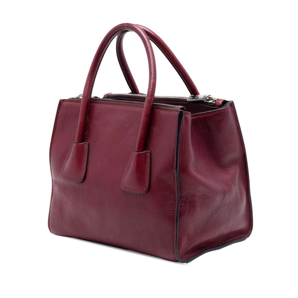 Prada Glace Calf Twin Pocket Satchel Red Leather Very good condition - Back View