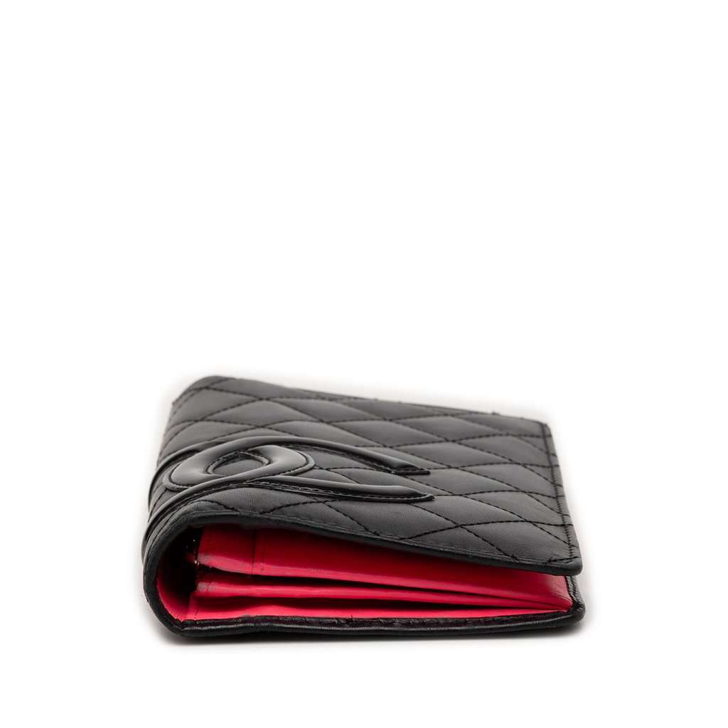 Chanel Quilted Lambskin Cambon Ligne Bifold Wallet Black Leather Very good - Inside View