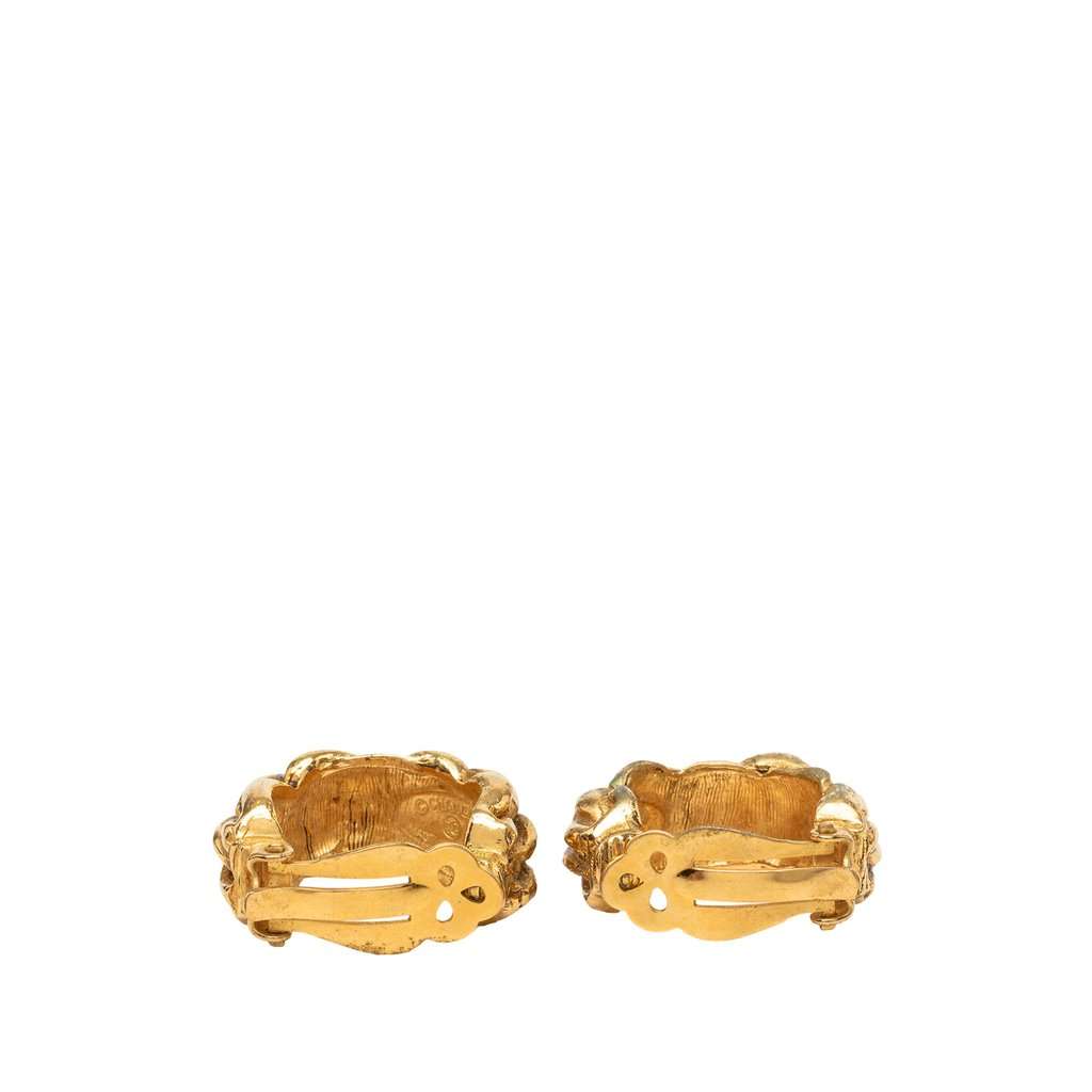 Chanel Gold Plated Braided Hoop Clip On Earrings Gold Metal Very good - Back View