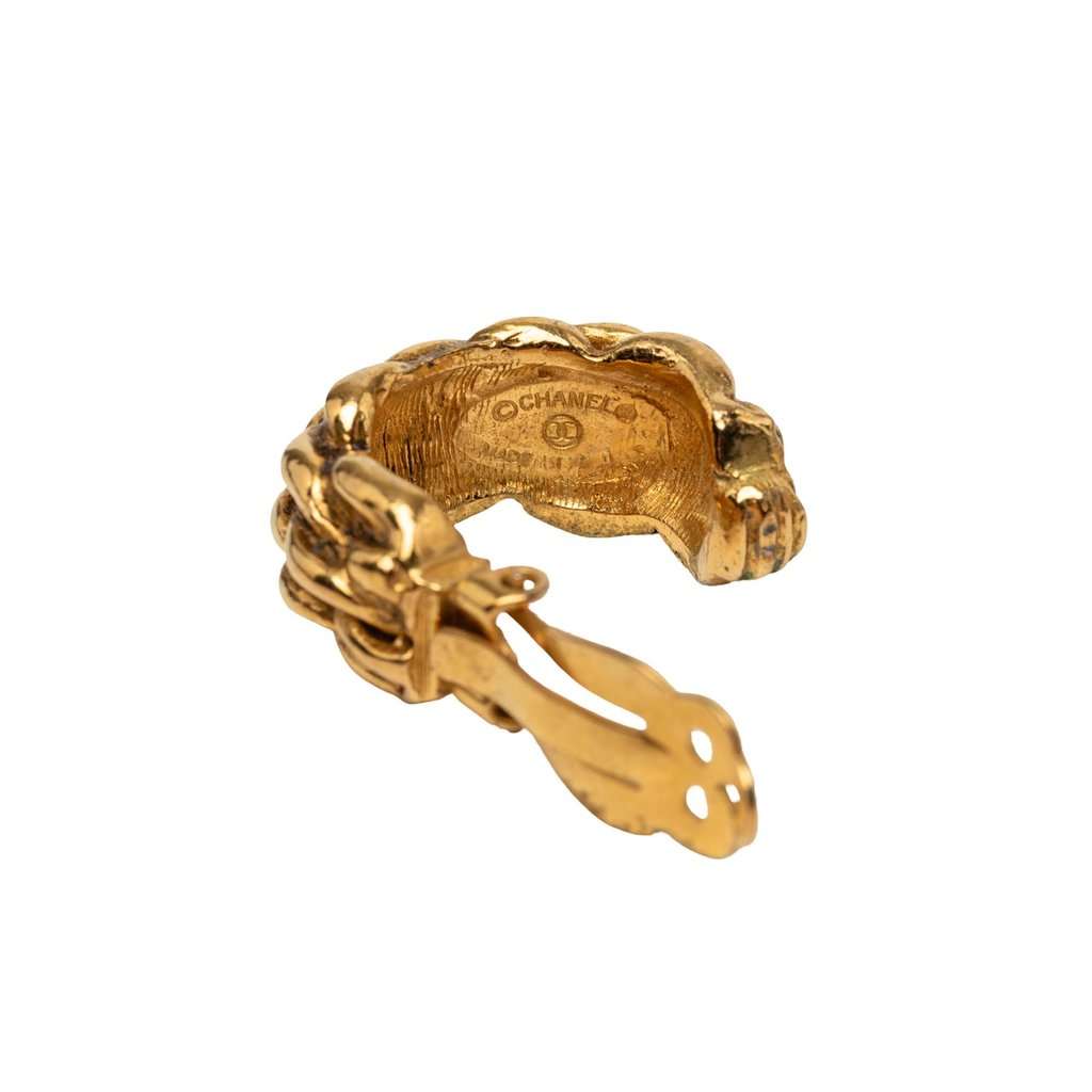 Chanel Gold Plated Braided Hoop Clip On Earrings Gold Metal Very good - Inside View
