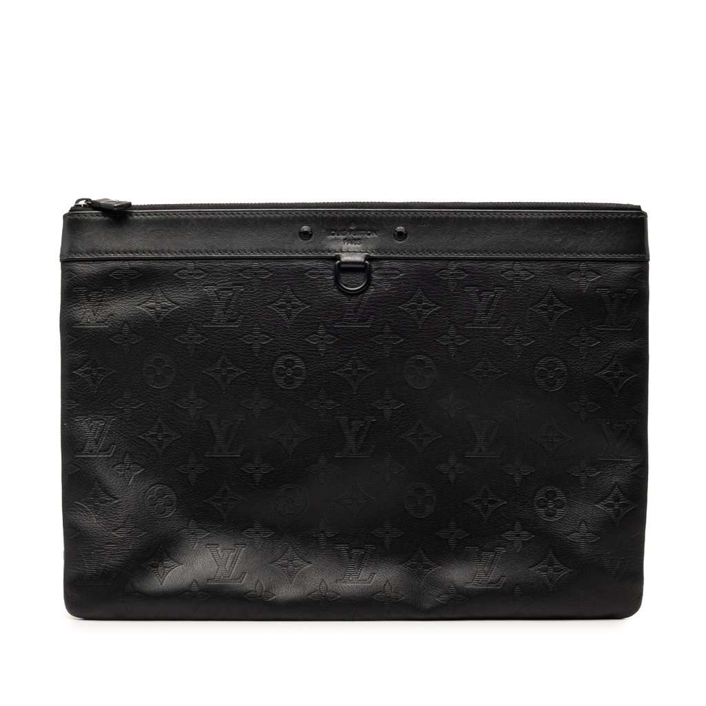 Louis Vuitton Monogram Shadow Discovery Pochette Black Leather Very good condition - Front View