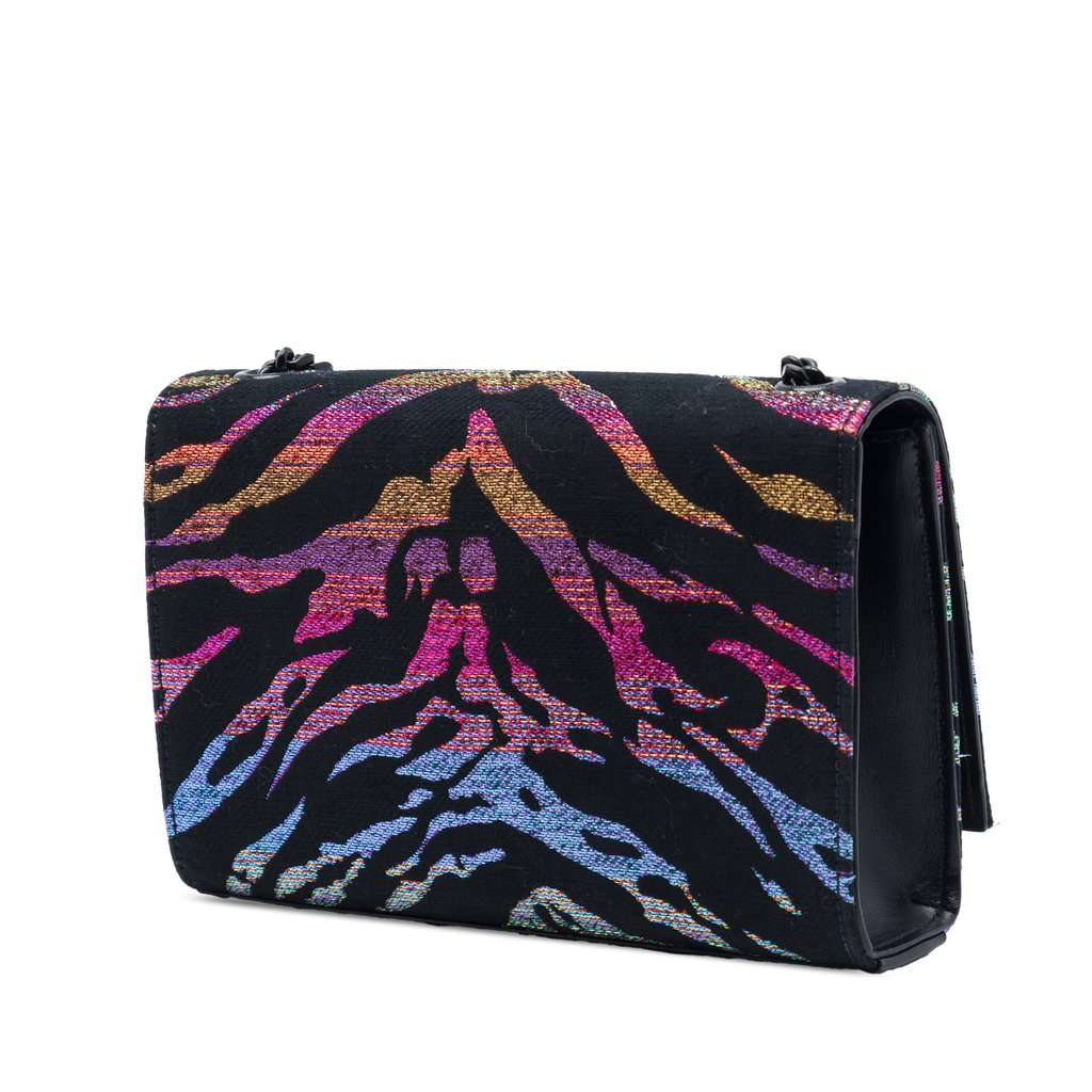 Saint Laurent Small Canvas Metallic Tiger Print Monogram Kate Crossbody Black Very good - Back View