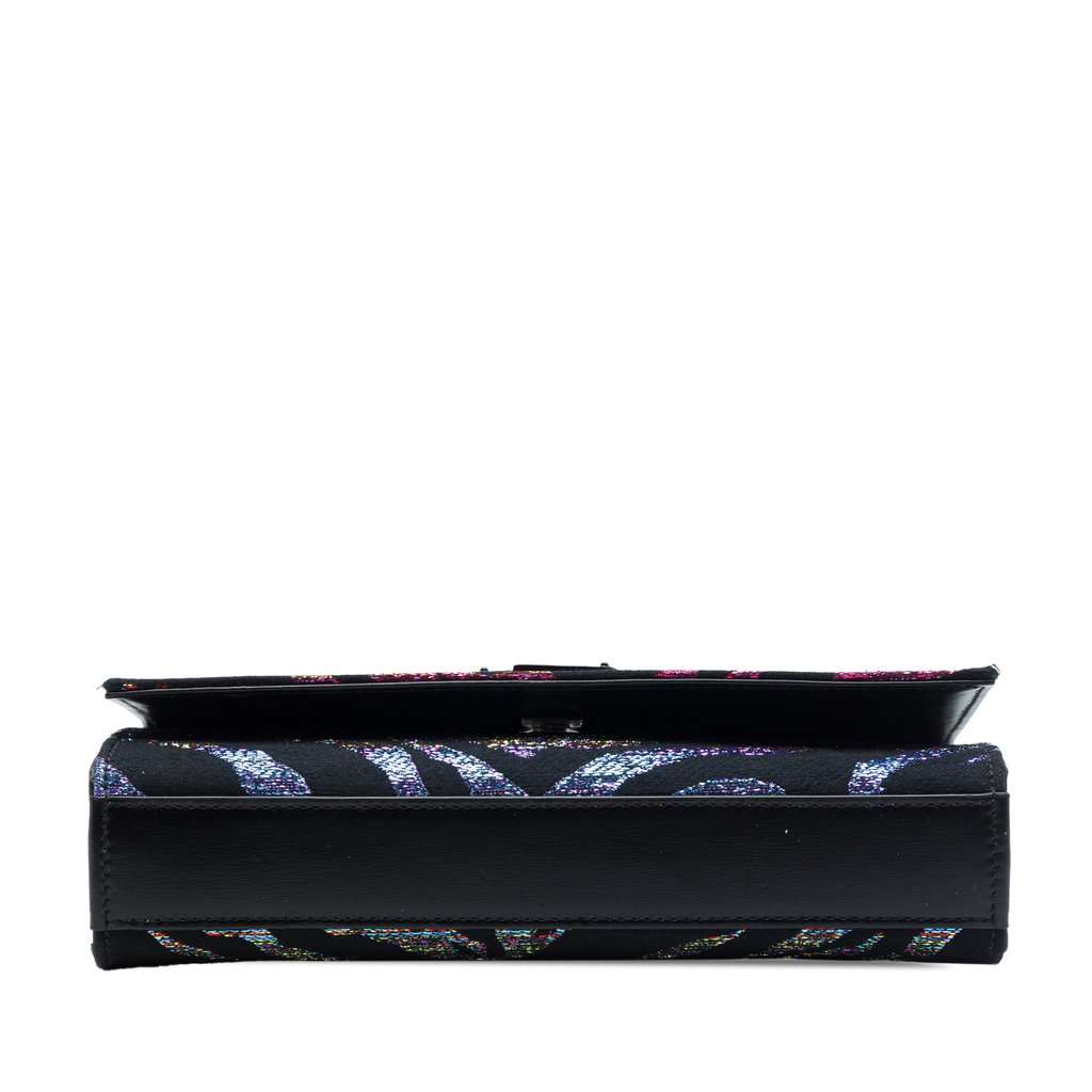 Saint Laurent Small Canvas Metallic Tiger Print Monogram Kate Crossbody Black Very good - Inside View