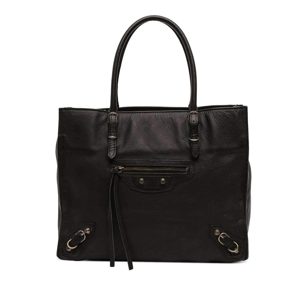 Balenciaga Calfskin Papier A6 Tote Black Leather Very good - Front View