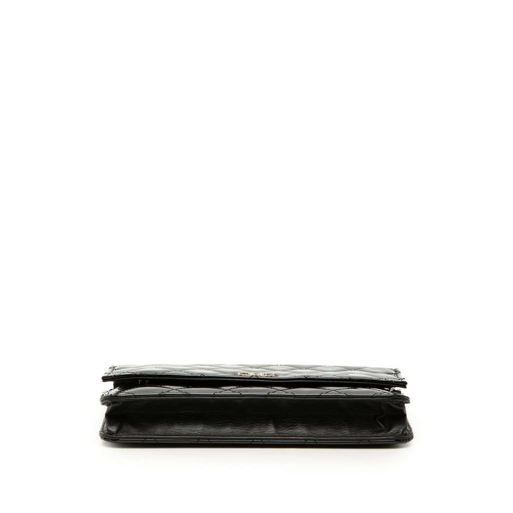 Chanel CC Quilted Patent Brilliant Wallet On Chain Black Leather Very good condition - Inside View