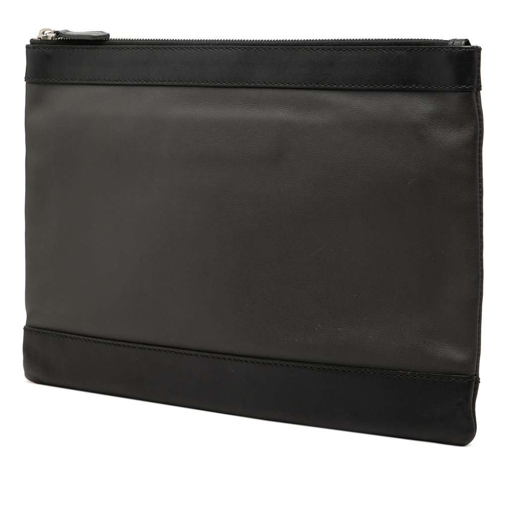 Balenciaga Perforated Calfskin Navy Clip Clutch M Black Leather Very good - Back View