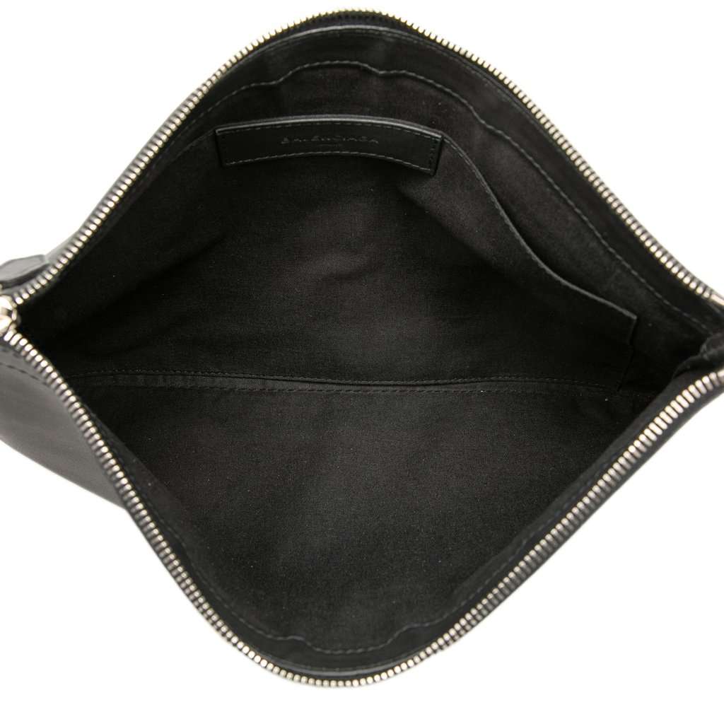Balenciaga Perforated Calfskin Navy Clip Clutch M Black Leather Very good - Model View