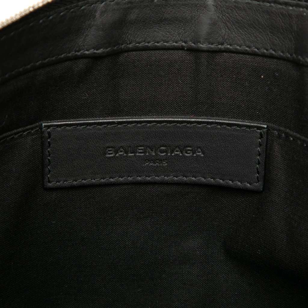 Balenciaga Perforated Calfskin Navy Clip Clutch M Black Leather Very good - Box View