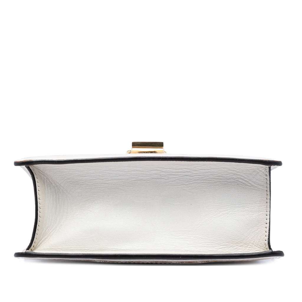 Gucci Mini Calfskin Web Star Print Sylvie Satchel White Leather Very good condition - Inside View