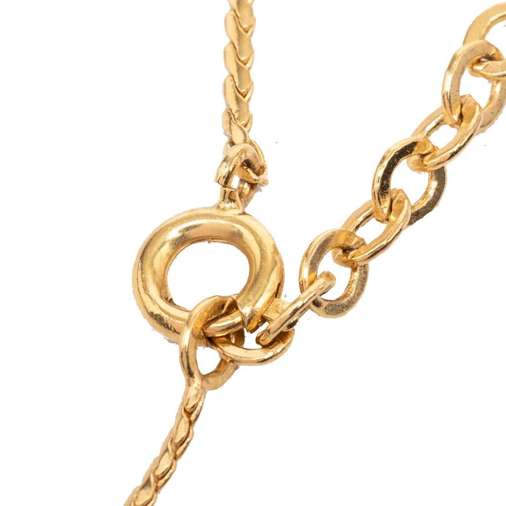 Dior Gold Plated Strass CD Logo Pendant Necklace Gold Metal Very good condition - Inside View
