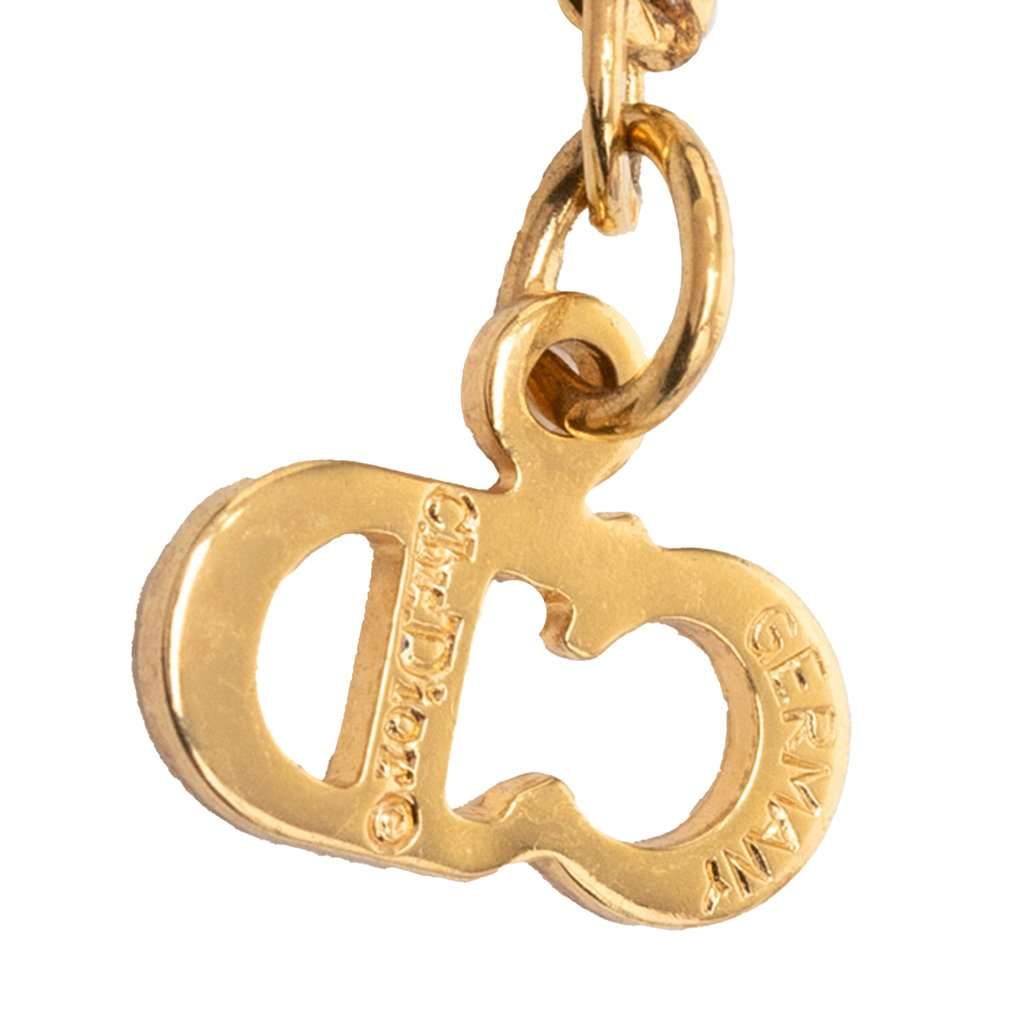 Dior Gold Plated Strass CD Logo Pendant Necklace Gold Metal Very good condition - Model View