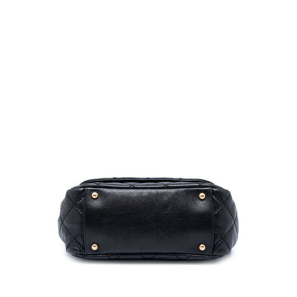 Chanel Quilted Calfskin Stitch Retro Chain Accordion Flap Black Leather Very good condition - Inside View