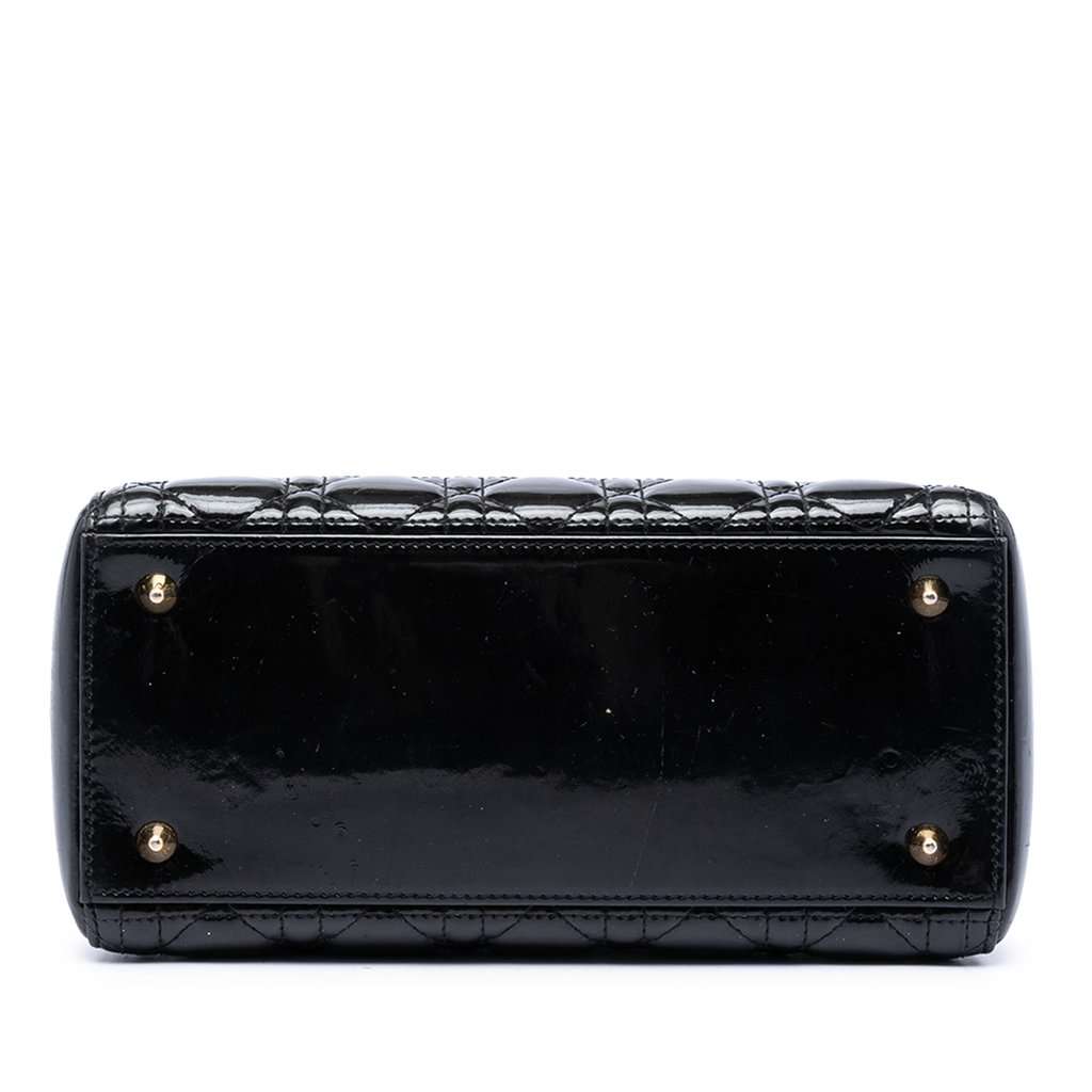 Dior Medium Patent Cannage Lady Dior Black Leather Very good condition - Inside View