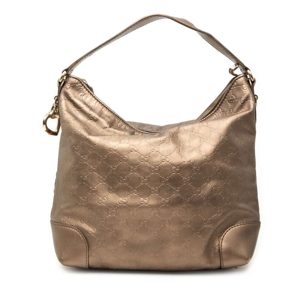 Gucci Metallic Guccissima Heart Bit Shoulder Bag Brown Leather Very good - Front View