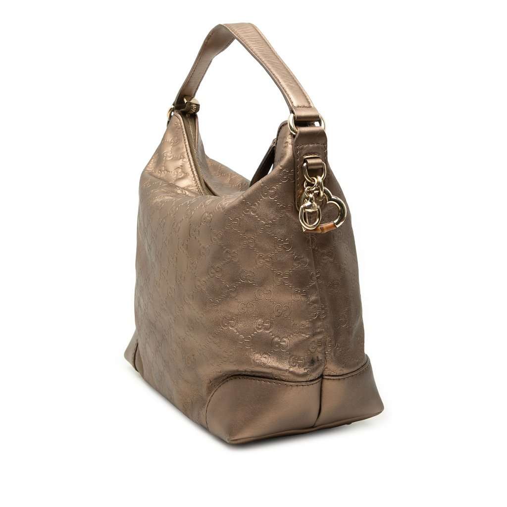Gucci Metallic Guccissima Heart Bit Shoulder Bag Brown Leather Very good - Back View