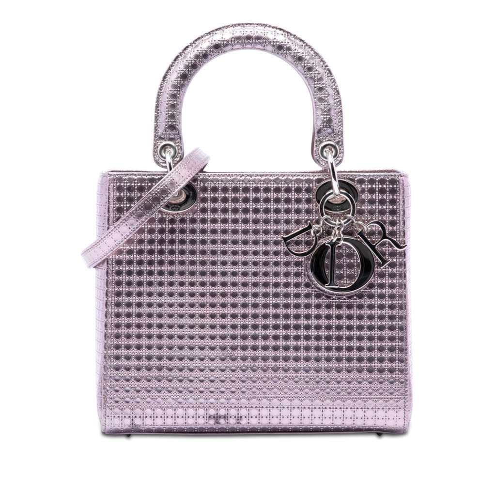 Dior Medium Metallic Patent Microcannage Lady Dior Purple Leather Very good condition - Front View
