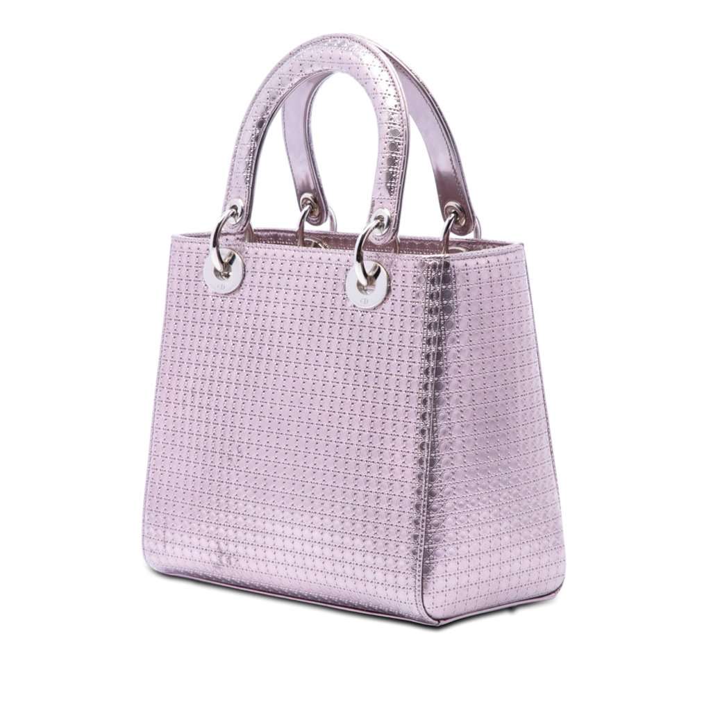 Dior Medium Metallic Patent Microcannage Lady Dior Purple Leather Very good condition - Back View
