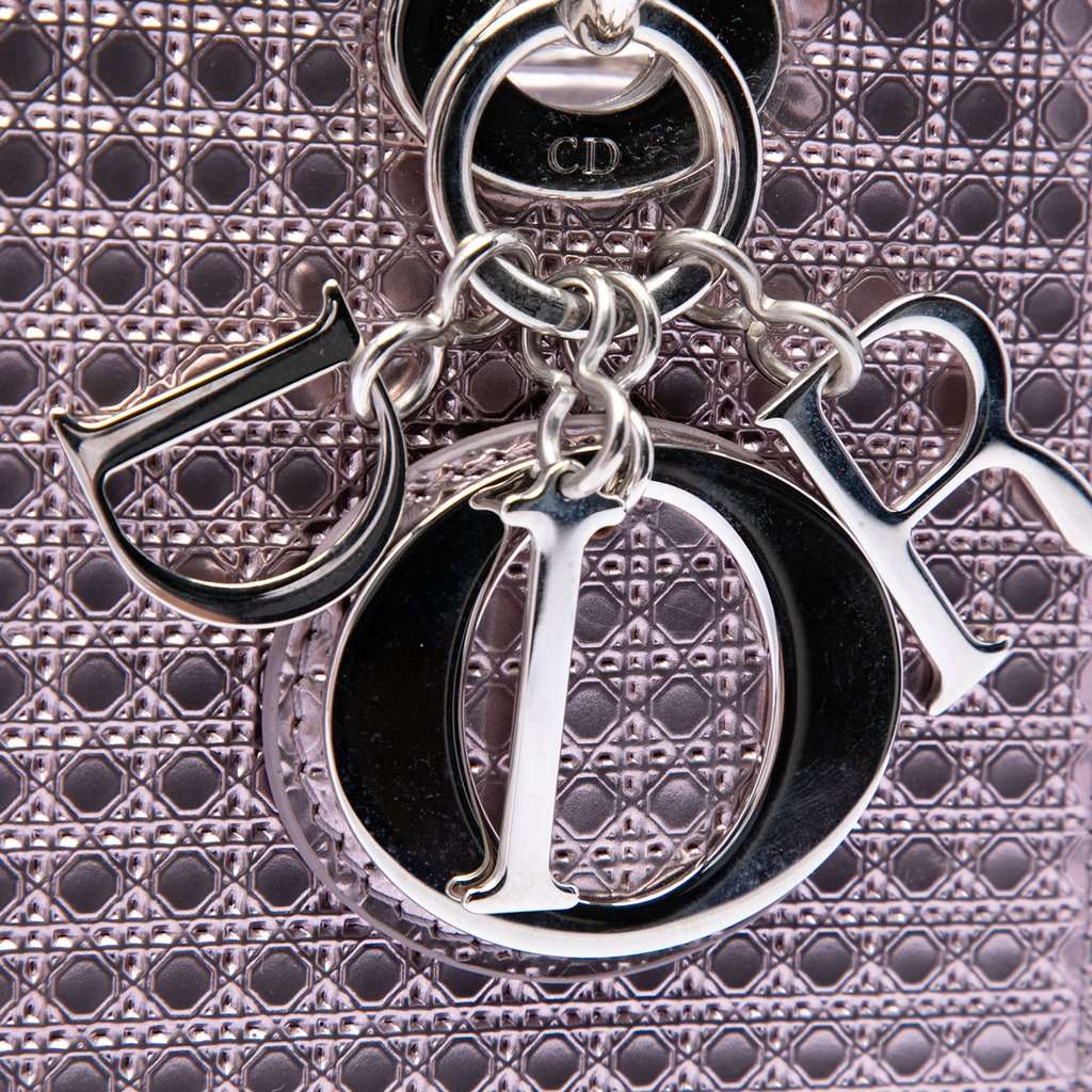 Dior Medium Metallic Patent Microcannage Lady Dior Purple Leather Very good condition - Box View