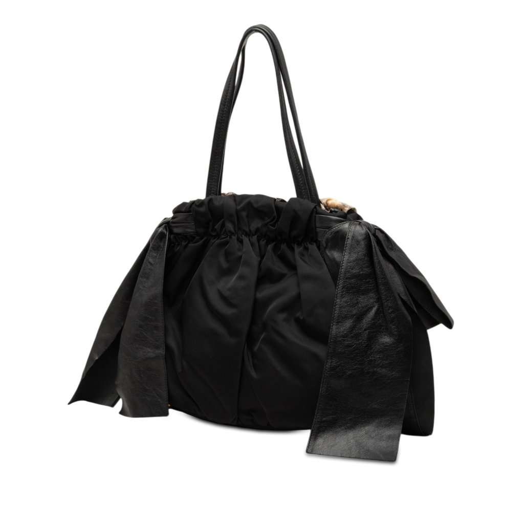 Prada Tessuto Python Print Bow Satchel Black Very good - Back View