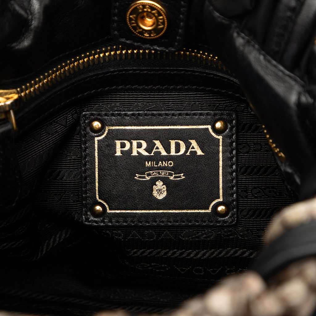 Prada Tessuto Python Print Bow Satchel Black Very good - Box View