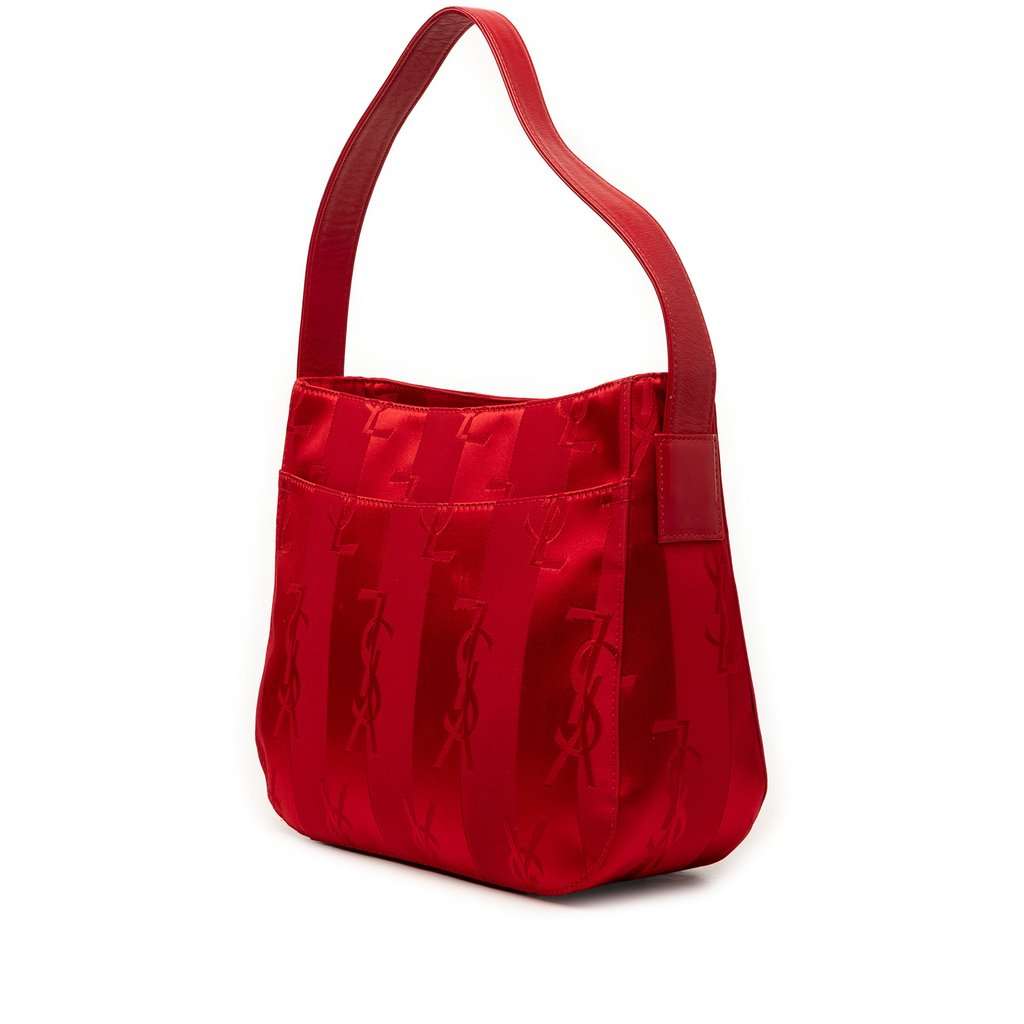 Saint Laurent Nylon Monogram Logo Shoulder Bag Red Very good condition - Back View