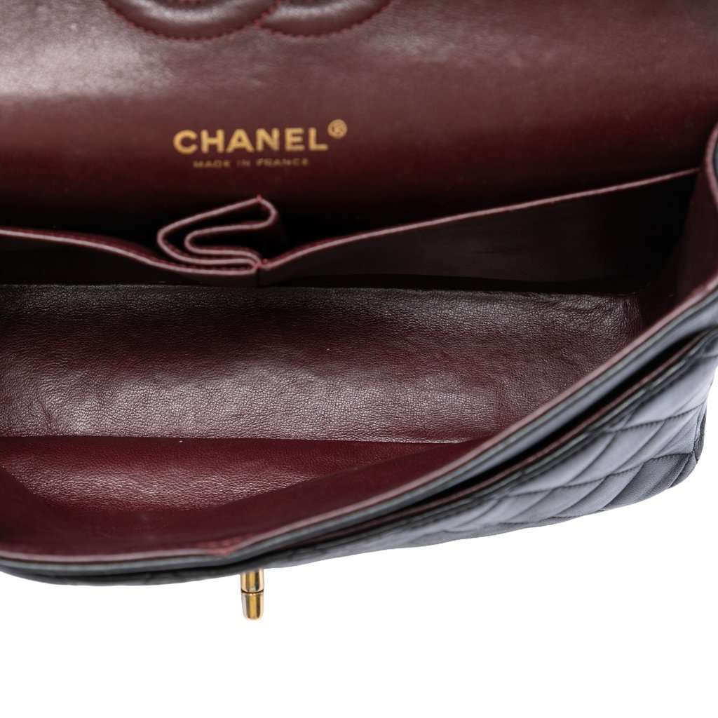 Chanel Medium Classic Lambskin Double Flap Black Leather Very good - Model View
