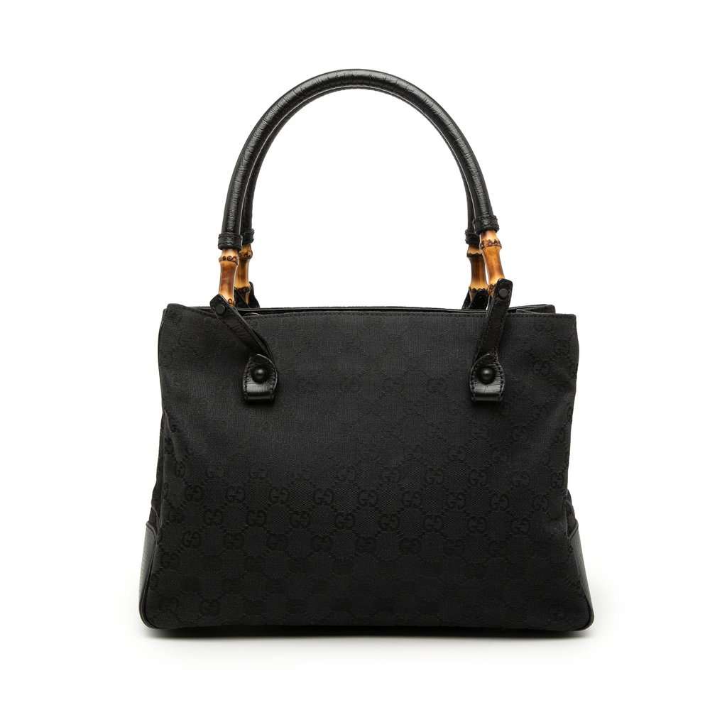 Gucci GG Canvas Bamboo Tote Black Very good - Front View