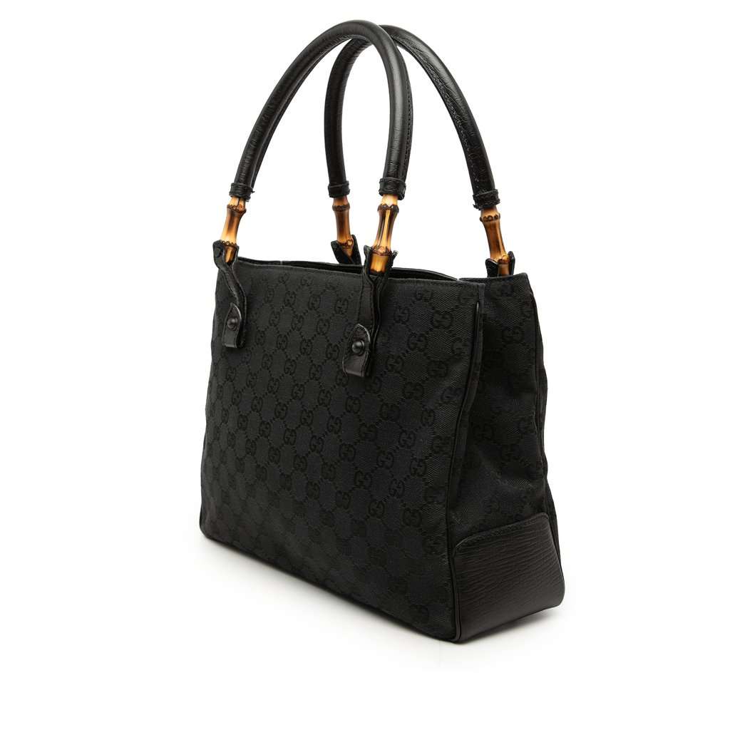 Gucci GG Canvas Bamboo Tote Black Very good - Back View
