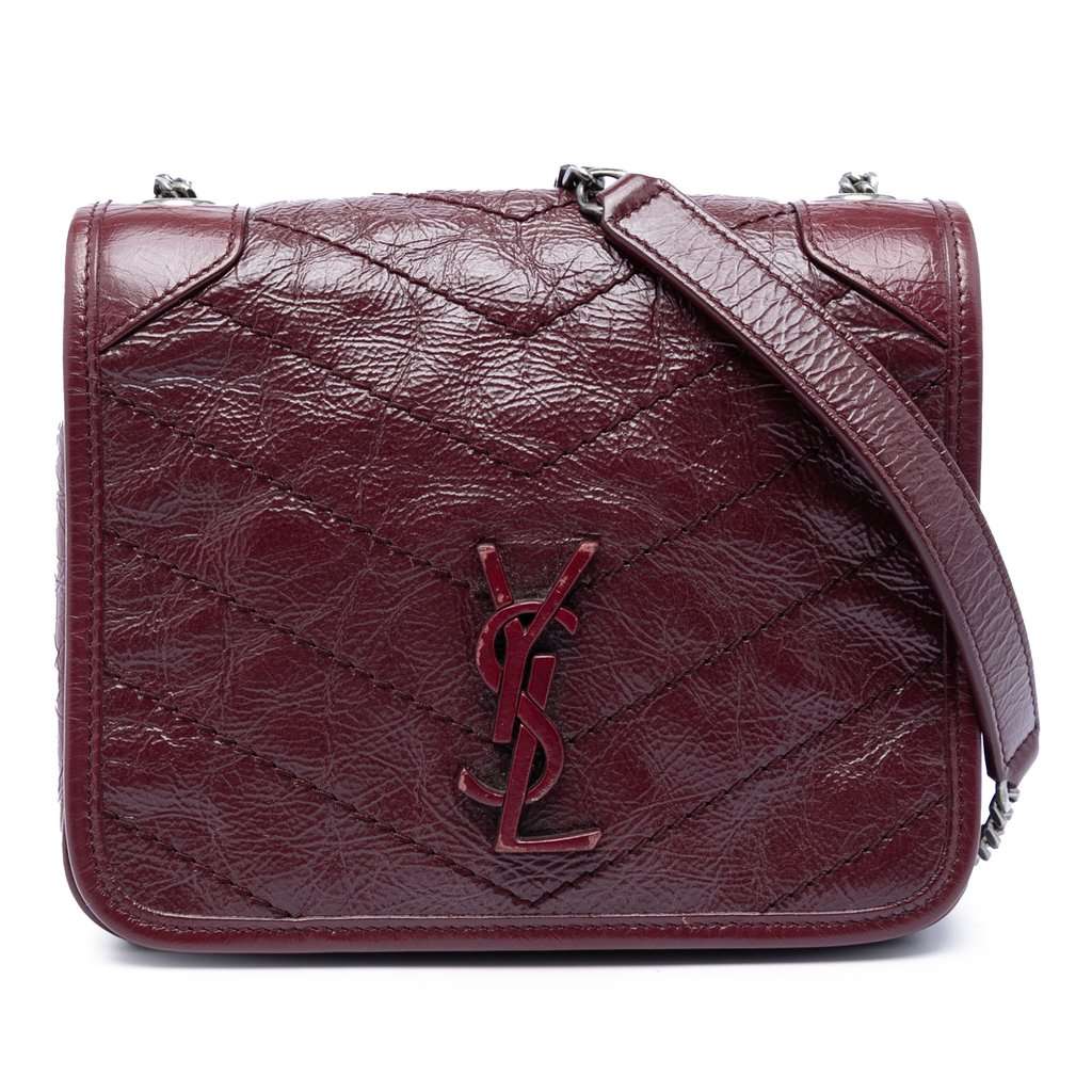 Saint Laurent Crinkled Calfskin Niki Wallet on Chain Red Leather Very good - Front View