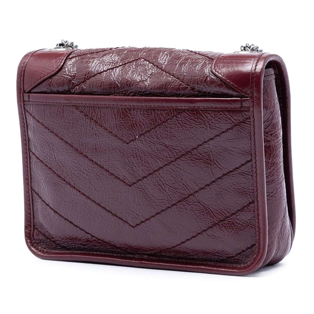 Saint Laurent Crinkled Calfskin Niki Wallet on Chain Red Leather Very good - Back View