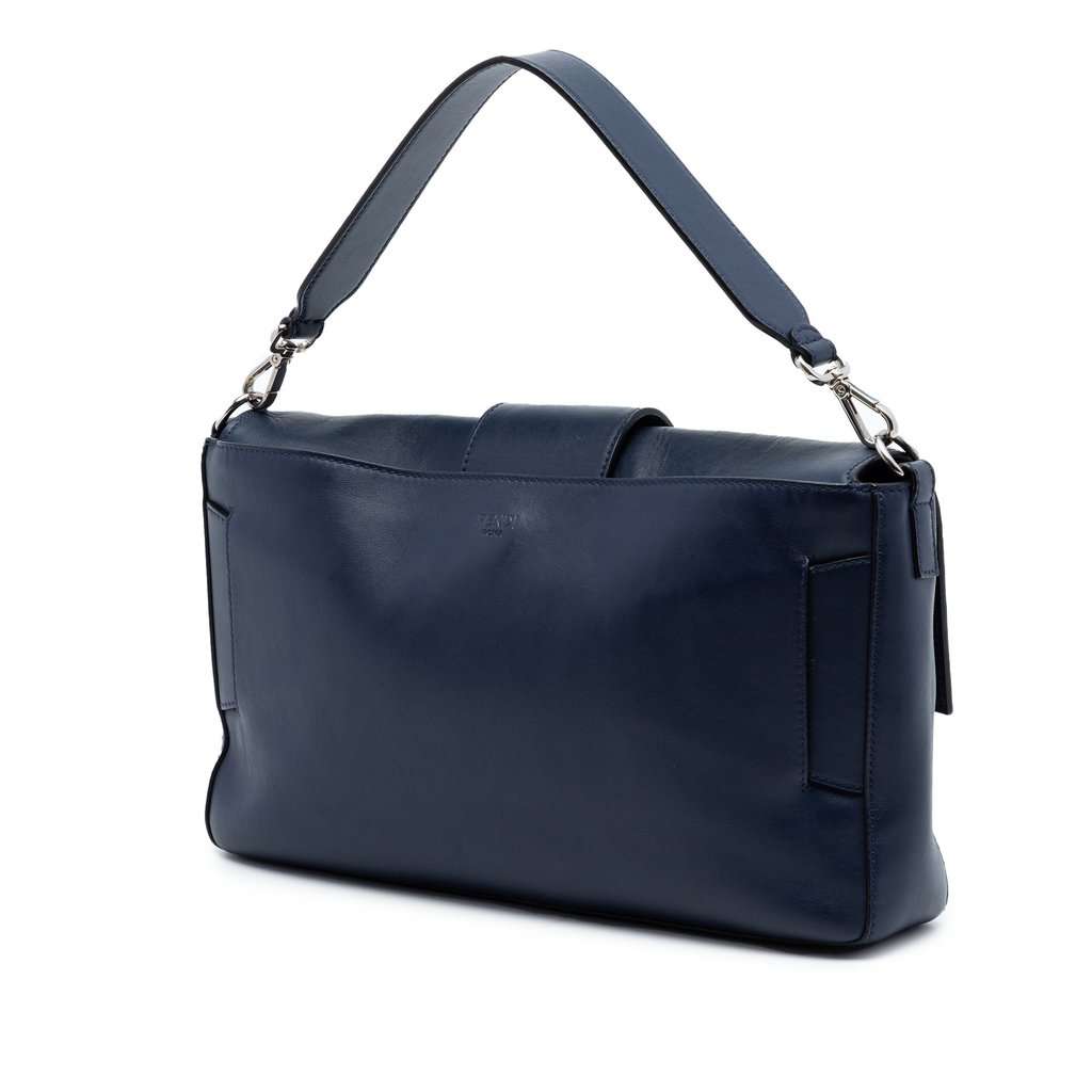 Fendi Large Zucca Embossed Leather Convertible Belt Baguette Blue Leather Very good condition - Back View