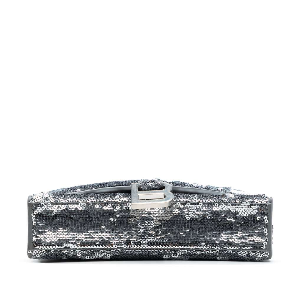 Balenciaga Nappa Sequin Hourglass Wallet on Chain Silver Leather Very good condition - Inside View