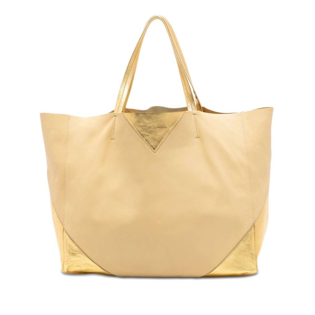 Celine Bicolor Lambskin Horizontal Cabas Tote Beige Leather Very good condition - Front View