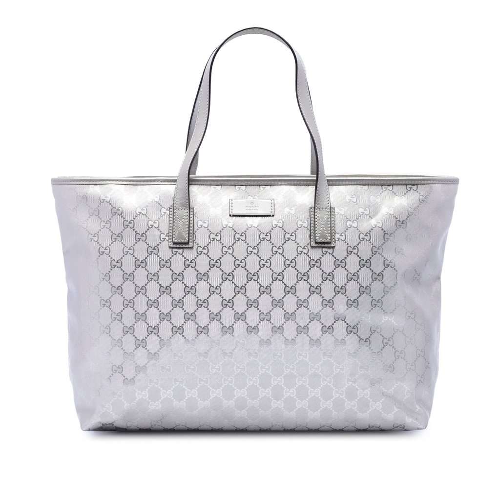 Gucci Large GG Imprime Tote Silver Very good - Front View