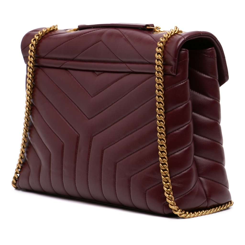 Saint Laurent Medium Matelasse Calfskin Monogram LouLou Shoulder Bag Red Leather Very good - Back View