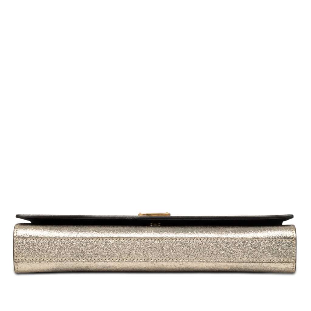 Saint Laurent Metallic Calfskin Cassandre Clutch Gold Leather Very good condition - Inside View