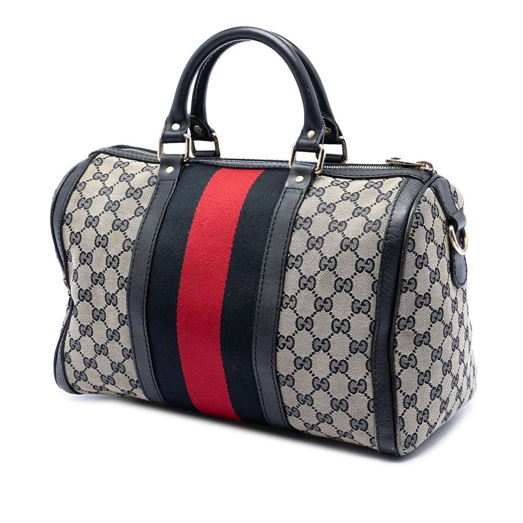 Gucci Medium GG Canvas Web Joy Boston Bag Beige Very good - Back View