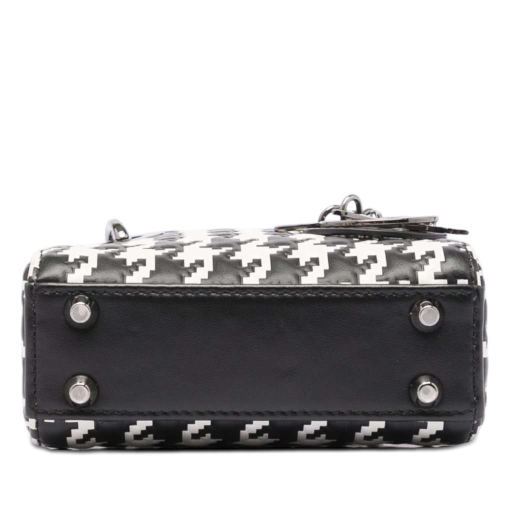 Dior Micro Calfskin Houndstooth Embossed Macro Lady Dior Black Leather Very good condition - Inside View